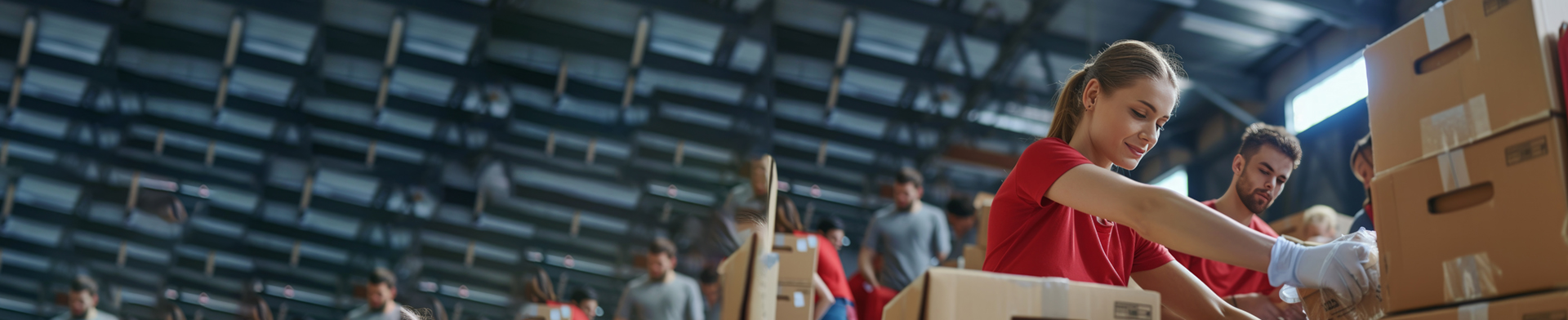 Woman loading care boxes 